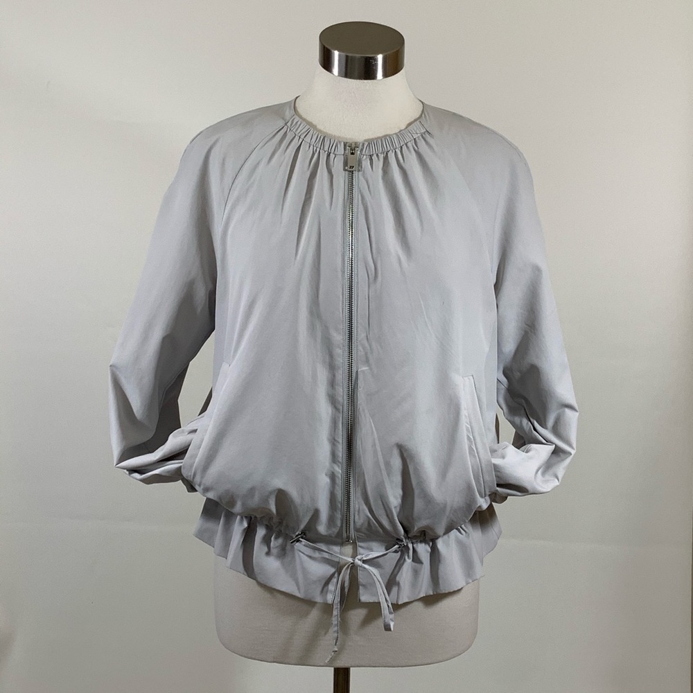 ZARA‎ Stretch Collarless Draw String Waist Ruffle Waist  Jacket Sz Small
